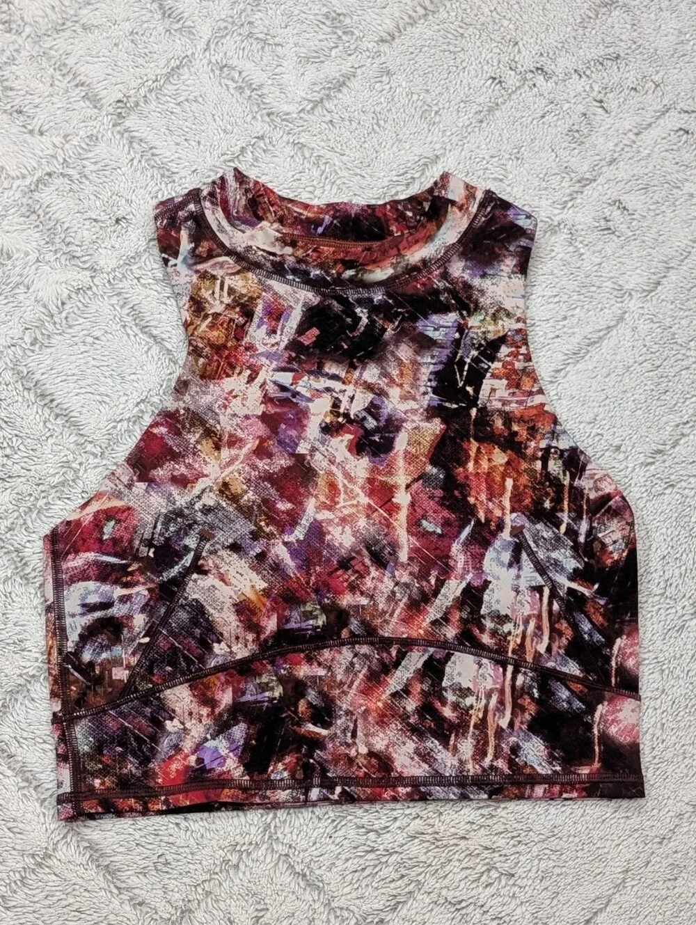 Lululemon Top Womens 6 Brown Purple Everlux Mesh Cropped Tank Urbantricity